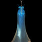 Blue shiny luxury gorgeous vintage elegant exquisite beaded backless long mermaid floor length trailing satin ball gown evening dress party dress prom dress nv3966