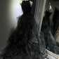 Robe de bal longue noire brillante NV6624
