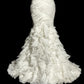 Ivory White Elegant Exquisite Long Tulle Mermaid Slim Floor Length Train Ball Gown Evening Gown Party Dress Wedding Dress nv4135