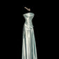 Mint Green Simple Elegant Long Satin Ball Gown Evening Dress Party Dress nv4119