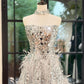 Robe de bal longue sans bretelles argentée à paillettes et diamants, style scintillant étoilé - Robe spectaculaire pour dîner et remise de prix NV6358