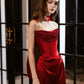 Red prom dress shiny elegant satin long evening gown graduation dress nv4226