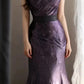 Robe de soirée élégante Purple Mist Mystery - Robe asymétrique en dentelle noire froncée, traîne sirène NV6857