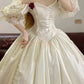 Ivory White Vintage Elegant Lace Long Princess Ball Gown nv5000