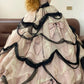 Pink Lace Bow Vintage Elegant Long Layered Princess Tulle Ball Gown nv5027