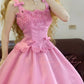 Pink Beaded Vintage Elegant Long Princess Satin Ball Gown nv5029