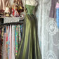 Robe de soirée longue en satin vert rétro élégant NV6739