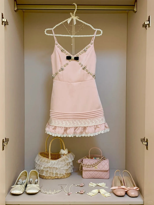 Pink Fashion Short Spaghetti Strap Chiffon Homecoming Dress Birthday Party Dress nv5313