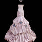 Pink Sweet Lace Bow Long Tulle Satin Princess Ball Gown Evening Dress Party Dress Adult Ceremony Dress Birthday Dress nv4199