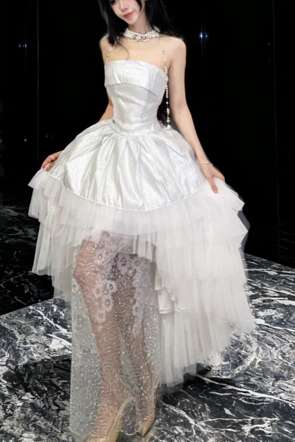Robe blanche courte/longue NV6728