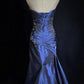 Navy Blue Gorgeous Vintage Exquisite Beading Long Sleeveless Mermaid Satin Long Ball Gown Evening Dress nv3572