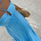Blue Stylish Elegant Simple Sweetheart Sleeveless A Line Long Chiffon Evening Gown Prom Dress Wedding Party Dress nv3805