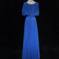 Blue Vintage Elegant Exquisite Beaded Short Sleeve Long Chiffon Ball Gown Evening Dress Party Dress Wedding Mother's Dress Prom Dress nv3961