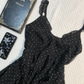 Black White Polka Dot Spaghetti Strap Short Homecoming Dress V Neck Ruffle Chiffon Vintage Cocktail Gown  NV6921