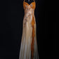Orange Elegant Floral Beading Long Satin Ball Gown Evening Dress Party Dress nv4403