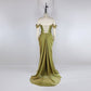 Green vintage elegant long satin ball gown evening dress party dress nv3529