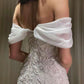 Gorgeous White Off Shoulder Beaded Applique Long Ball Gown Wedding Dress nv1811