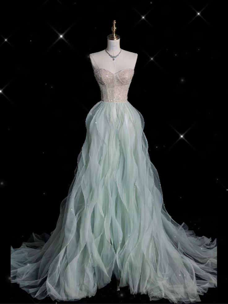 Green gorgeous elegant vintage fashion exquisite beading A-line sweetheart tulle floor length formal evening gown ball gown nv3858