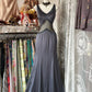 Gray Vintage Elegant Fashion Exquisite Beaded Halter Long Floor Length Mermaid Slim Fit Satin Evening Gown Prom Dress Ball Gown Party Dress nv3912