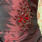 Burgundy Elegant Retro Long Satin Ball Gown Evening Dress Adult Ceremony Dress Birthday Dress  nv4200