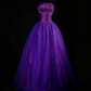 NiceVestidos--Vintage Purple Delicate Beaded Long Satin Tulle Ball Gown Graduation Dress NV5861