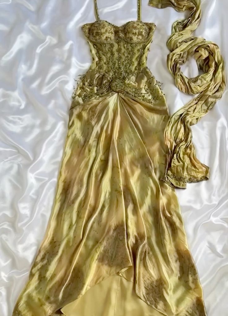 Gold Gorgeous Exquisite Beading Spaghetti Strap Long Chiffon Ball Gown Evening Gown Party Dress nv3541