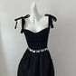 Black Bow Stylish Elegant Long Satin Prom Dress Evening Dress Party Dress nv4180