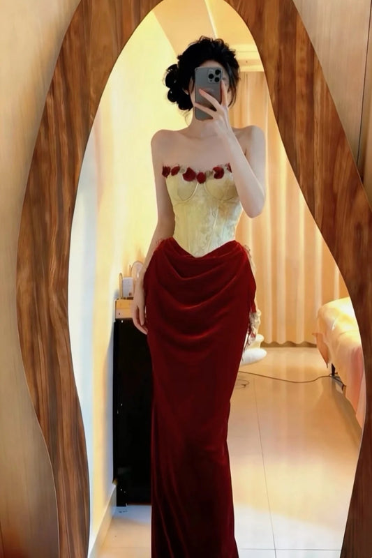 Robe de soirée longue vintage en velours NV6668