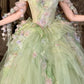 Robe de bal longue en tulle vert, somptueuse et délicate à motifs floraux NV6642