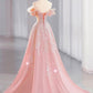 Pink Sparkling Elegant Long Tulle Ball Gown Evening Dress nv4227