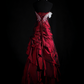 NiceVestidos--Vintage Burgundy Exquisite Beaded Satin Pleated Long Ball Gown Graduation Dress NV5859