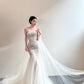 Robe de mariée longue sirène en cristal et coquillage NV6655