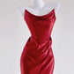 Red Elegant Fashion Long Bodycon Satin Prom Dress Evening Dress nv4972