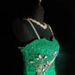 Green Vintage Fashion Elegant Exquisite Beaded Lace Long Satin Floor Length Trailing Ball Gown Evening Gown Party Dress nv3860