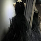 Robe de bal longue noire brillante NV6624