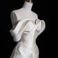 White Gorgeous Exquisite Beaded Long Satin Floor Length Mermaid Slim Ball Gown Evening Gown Wedding Dress nv4124