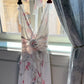 Robe longue dos nu imprimée roses de jardin français, style féerique NV6403