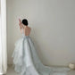Light Blue Gorgeous Exquisite Beaded Long Floor Length Tulle Sequin Layered Ball Gown Evening Gown Wedding Dress nv4071