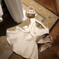 White Elegant Exquisite Beaded Short Satin Princess Homecoming Dress Prom Dress Evening Dress Party Dress nv4129