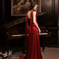 Red prom dress shiny elegant satin long evening gown graduation dress nv4226