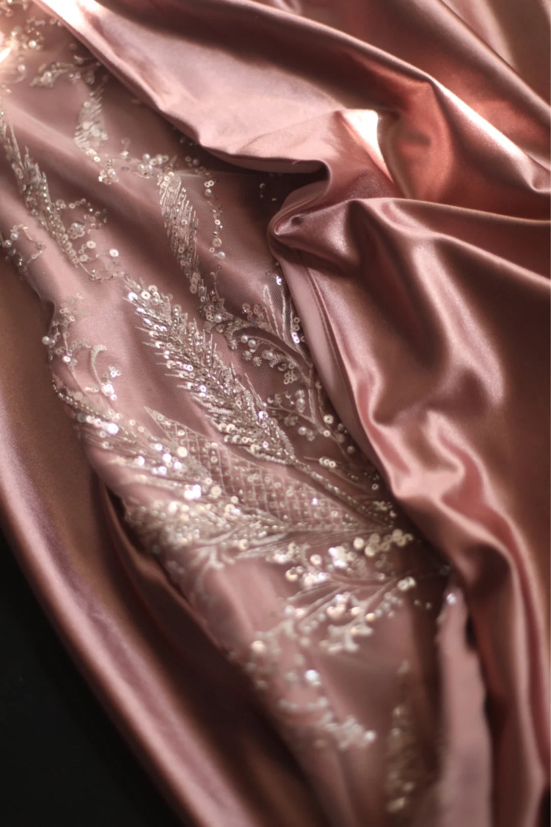 Pink Beaded Elegant Long Satin Floor Length Ball Gown Evening Dress Party Dress nv4187