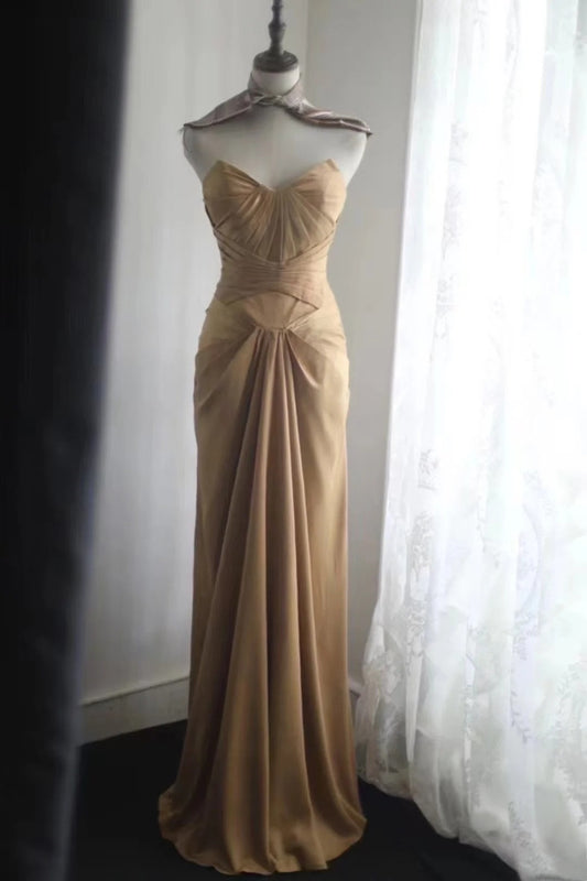 Robe longue de soirée rétro en satin NV6586