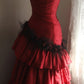 Robe de mariée princesse rouge flamme asymétrique NV6585
