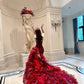 Robe de bal longue en mousseline rouge luxueuse et somptueuse, robe de princesse NV6727