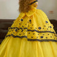 Yellow Floral Elegant Sunflower Long Tulle Ball Gown nv5022