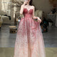 Robe de bal longue sans manches, style dégradé féérique | Robe de bal maxi en tulle à sequins rose poudré pour gala, fiançailles ou soirée de luxe NV6272