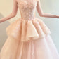 Robe de bal longue en mousseline rose brillante à fleurs, robe de princesse NV6741