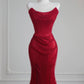 Red Mermaid Shiny Bodycon Elegant Long Prom Dress Evening Dress Party Dress nv4956