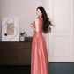 Dusty Pink Halter Satin Bow Long Evening Dress  NV7274