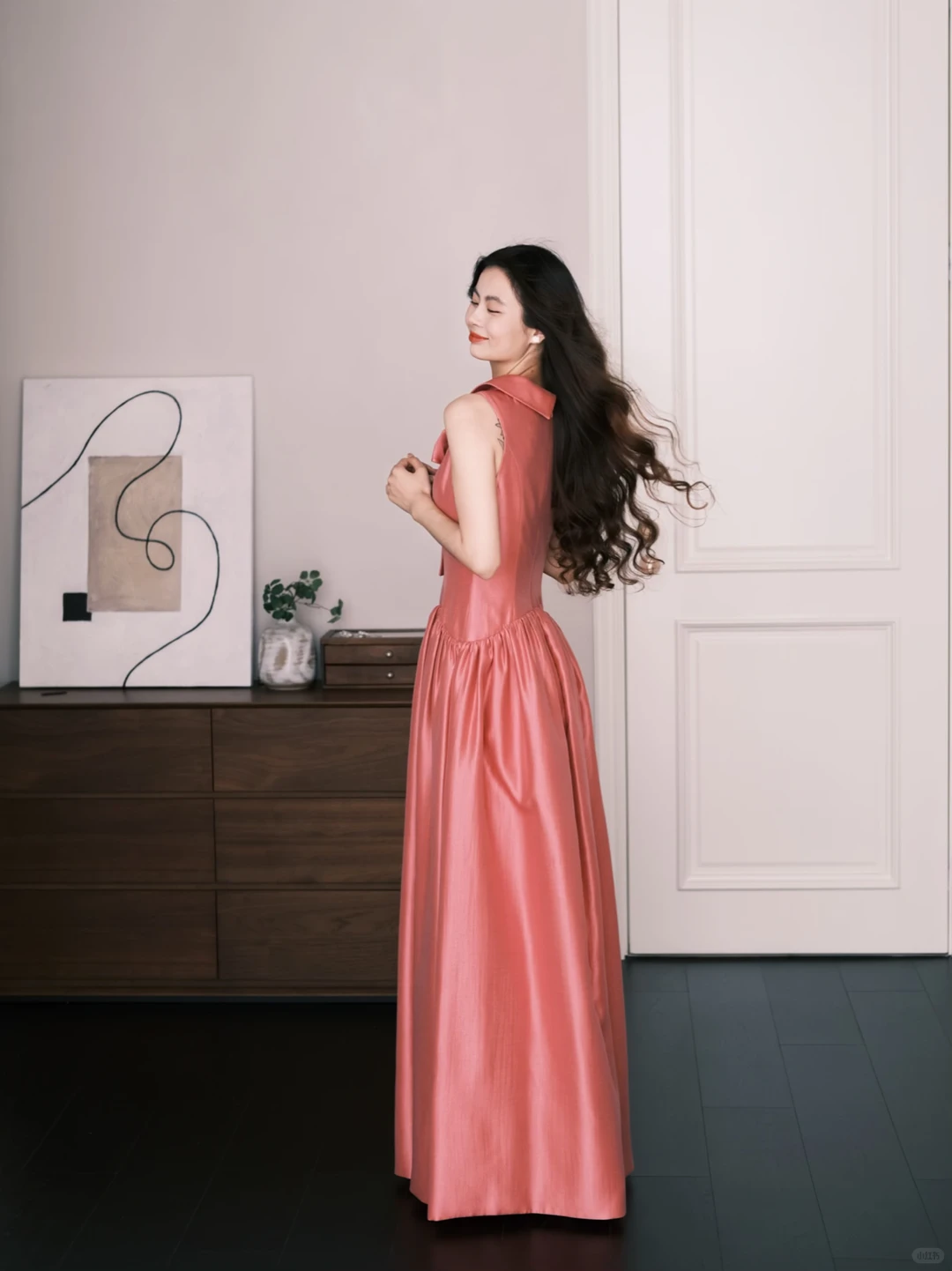 Dusty Pink Halter Satin Bow Long Evening Dress  NV7274